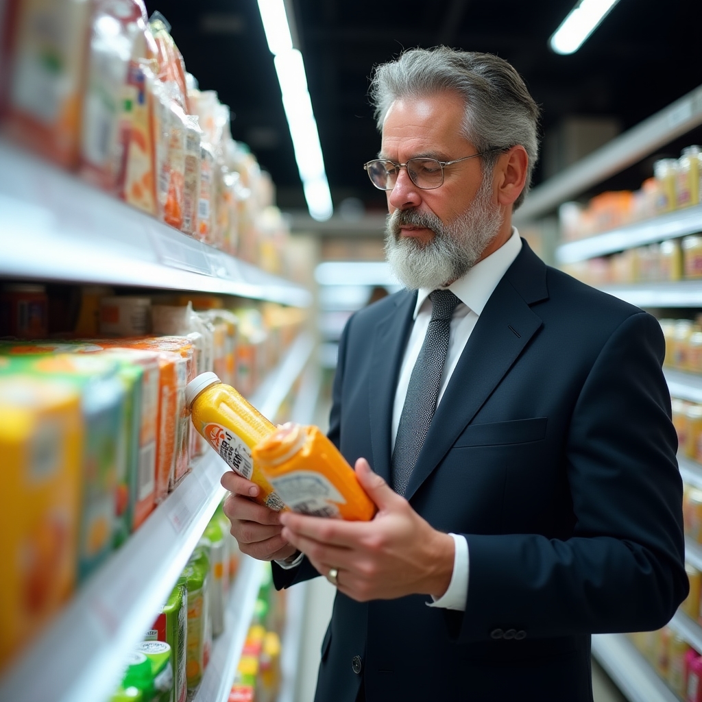 Consulente che mostra prodotti alimentari a un cliente in negozio